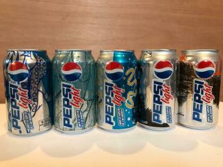 Set Of 5 Pepsi Light Art Soda Cans From Mexico 2006