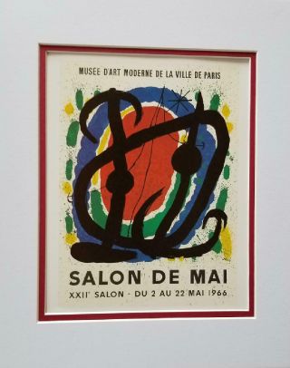Joan Miro Salon De Mai Exhibition Poster Print Matted Offset Lithograph 1980