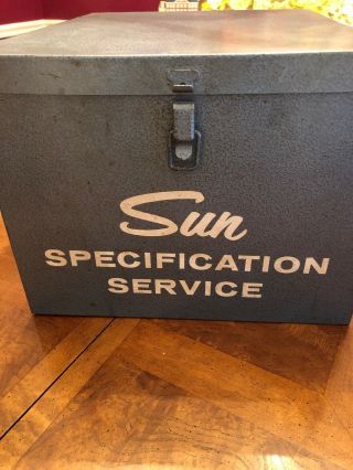 Vintage Sun Specification Services Metal File Box - Empty Man Cave Decor Advertise