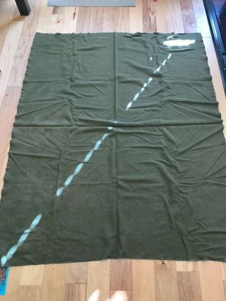 Vintage Us Army Bed Wool Blanket 3lb 12oz Olive Green 68 " X 84 " Woolrich