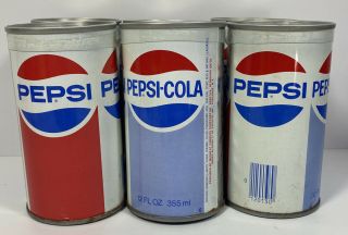 Pepsi Cola 6 - Pack Bank Top Straight Steel Soda Cans 20 - Jan - 78