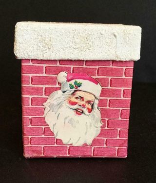 Vintage 2.  75” Santa Claus On Chimney Paper Candy Container 2 Christmas Box