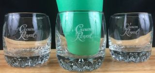 3 Crown Royal Whiskey Glasses - Low Ball Rocks - Made In Italy - No Pillow Glass