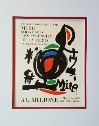 Joan Miro Les Essencies De La Terra Poster Print Matted Offset Lithograph 1980
