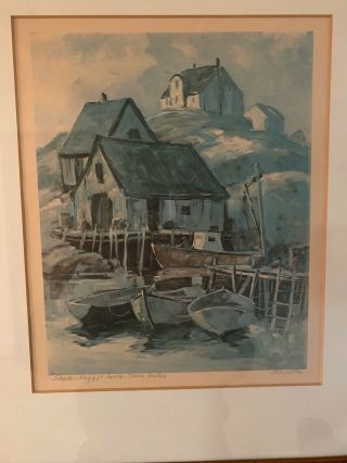 William DeGarthe Print Painting Pencil Signed Framed Peggy ' s Cove Nova Scotia 2