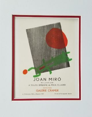 Joan Miro A Toute Epreuve Cramer Poster Print Matted Offset Lithograph 1980