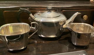 Vintage Silver Plated Tea Pot & Sugar Bowl And Creamer - 1950 