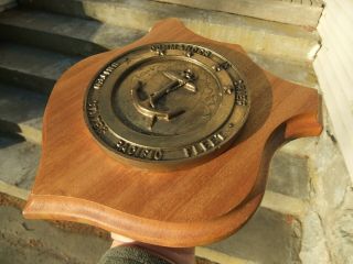 US Pacific Fleet Commander in Chief Cast Brass Command Plaque on Mahogany Board 3