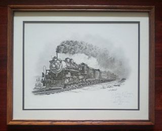 Mf Kotowski Railroad Steam Engine Locomotive Train Art Print Signed Personalized