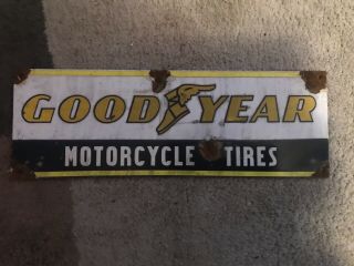 Antique Style - Porcelain Look Goodyear Motorcycle Dealer Service Sales Tire Sign