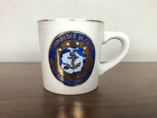 Vtg 1940s Ceramic Coffee Mug U.  S.  Navy Pacific Fleet; Commander In Chief Ww2 Era