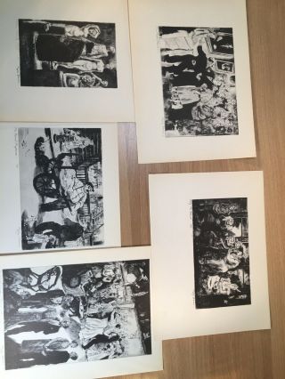 Set Of 5 Peggy Bacon Lithograph Prints Artist Signed Plates From 1939 Wpa Book