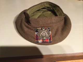 Vintage Ww2 British Army Scottish Highland Tam O’ Shanter Cap,  Badge & Emblem