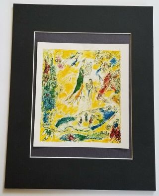Marc Chagall " The Sources Of Music " Matted Lithograph 1968 Black Or White Matt