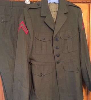 Us Marines Usmc Enlisted Service A Alpha Male Jacket Coat Size 42 Long & Pants