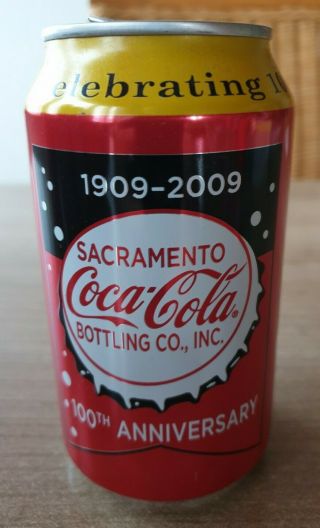 Empty Coca Cola Can From Usa.  100 Years Sacramento Bottling From 2009