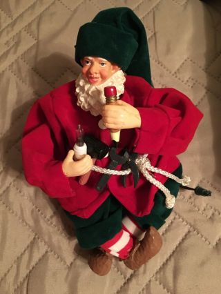 Vintage Animated Musical Santa ' s Helper Elf Christmas Jingle Bells Arms Move 2