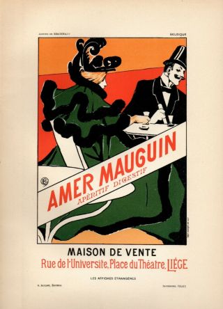 Emile Berchmans Affiches Etrangeres 1897 Stone Litho: " Amer Mauguin "