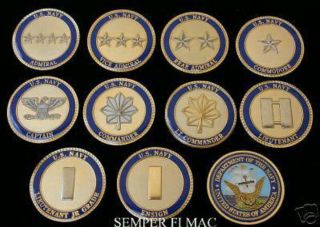 Us Navy Officer Challenge 10 Coin Rank Set Usn Retirement Pin Up Promotion Gift