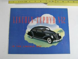 1937 Lincoln Zephyr V12 V 12 Brochure Albany Ny Dealer