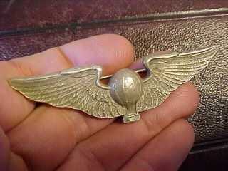 Wwii / Pre Wwii Usaaf Balloon Pilot Wings Pin Badge Sterling