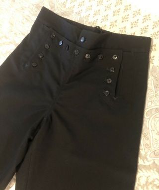 Vintage Us Navy Wool Crackerjack Enlisted Black Trousers Pants 35r