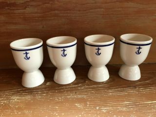 Vintage Usn Us Navy Fouled Anchor Wardroom Officer Set Of 4 Eggcups Wwii Era