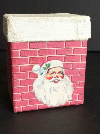 Vintage 2.  75” Santa Claus On Chimney Paper Candy Container Christmas Box