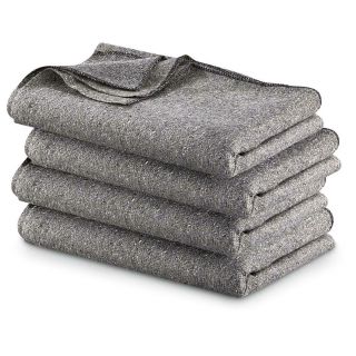 Military Style Wool Blend Blankets,  4 Pack,  60 " X 80 "