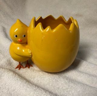Teleflora Easter Yellow Chick With Hatched Egg Flower Planter/vase/candy Dish