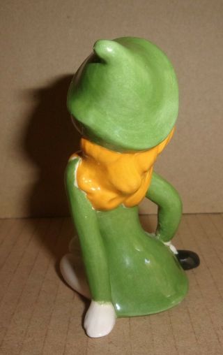 Vintage 1974 Girl Pixie Elf Figurine Green Ceramic Holland Mold Well Done 3