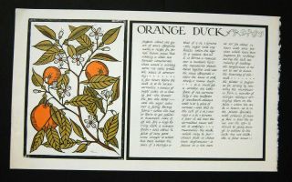 1968 David Lance Goines Alice Waters Orange Duck Litho Print From 30 Recipes