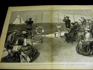 Ny York Yacht Club 1887 Sailboats View From Electra Large Folio Art Print