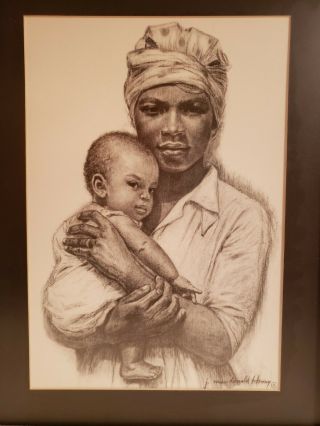 J.  MacDonald Henry Print of Jamaican Madona Charcoal Professionally Framed 2