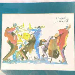 Leo Meiersdorff 1982 Orleans Jazz Music Quartet Signed Watercolor Print