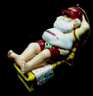 Russ Santa On Beach Lounge Chair Christmas Ornament,  Washington Redskins Retired