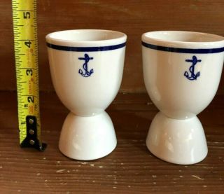 Vintage Usn Us Navy Fouled Anchor Wardroom Officer Set Of 2 Eggcups Wwii Era
