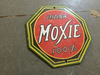 Porcelain Drink Moxie Enamel Sign Size 6 " X 6 " Inches