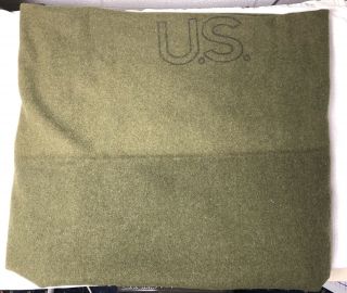 Nos Vtg Us Army Military Soft Vietnam War Nam Wool Olive Green Blanket 84 X 66