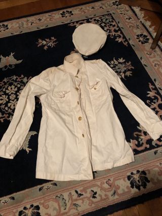 Vintage U.  S.  Navy White Work Shirt With Beret