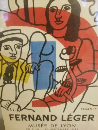 1955 Lithographic Print Poster Fernand Leger Musee De Lyon June 1955