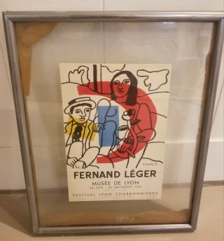 1955 Lithographic Print Poster Fernand Leger Musee de Lyon June 1955 3