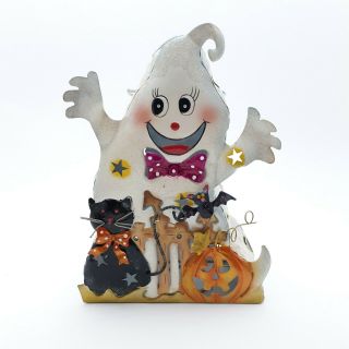 Home Interiors Tin Punch Halloween Ghost Candle Holder