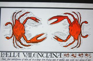 1968 David Lance Goines Alice Waters Paella Valenciana Print From 30 Recipes