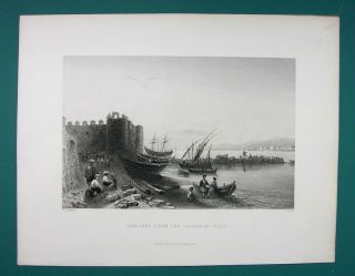 SYRIA Tartus Ancient Tortosa & Island of Arwad - 1839 Engraving Print 2