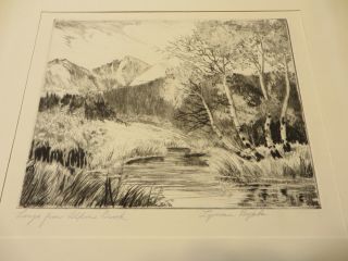 Lyman Byxbe " Longs From Alpine Brook " Colorado Artist Signed Etching.