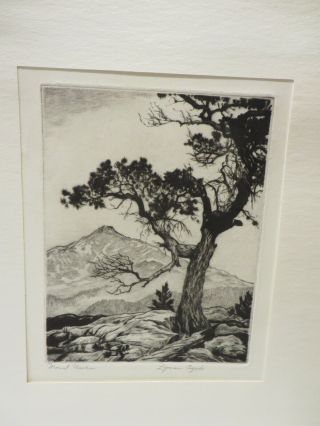 Lyman Byxbe " Mount Meeker " Colorado Artist & Printmaker Signed Etching.