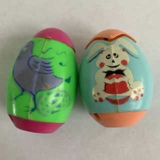 Vintage Two Easter Eggs With Chicks That Pop Up When Lid Lifted
