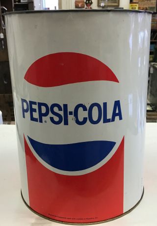 Vintage J.  L.  Clark Pepsi Cola Metal Trash Can 11.  5” Tall