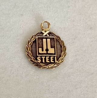 Balfour J&l Steel 10k Gold 25 Year Service Award Pendant Engraved 5/8” Lgb 10k
